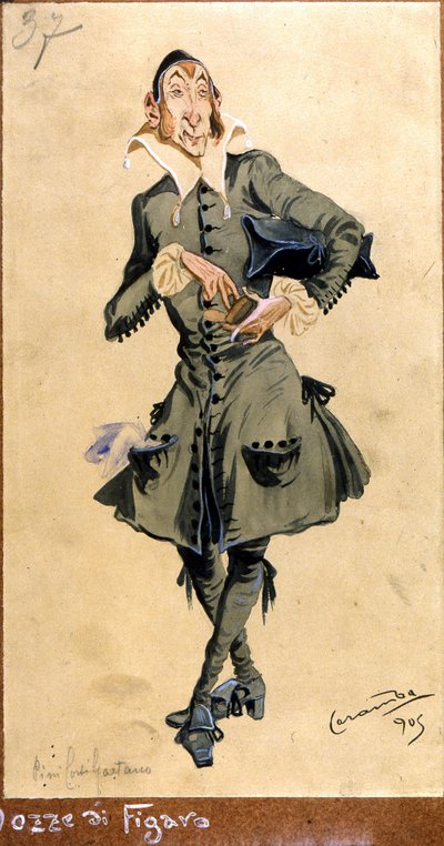 Costume per Basilio, da "Le nozze di Figaro", 1905 da Luigi Sapelli Caramba